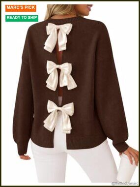 ZESICA Women's Fall Bow Knot Oversized Sweater Trendy Pullover Top